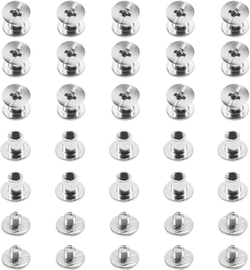 Ruidee 100Pcs/50Set Chicago Screws M5X6mm Book Binding Rivets Screw Posts Round Flat Head Stud Screw for DIY Leather Albums (DZBD/M5x6) - Image 1